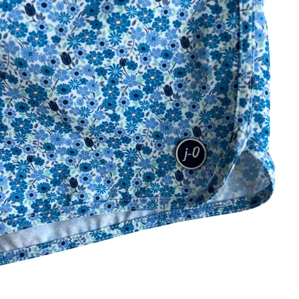 Johnnie-O Mens Blue Floral Swim Trunks Elastic Waist Mesh Lined Size S Small